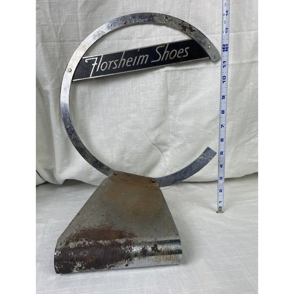 VINTAGE FLORSHEIM SHOES METAL STORE SIGN DISPLAY MCM METEL STAND - Picture 8 of 8